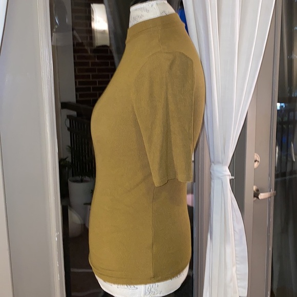 A New Day olive army green shortsleeve ribbed mock turtleneck business casual XS - Picture 2 of 8